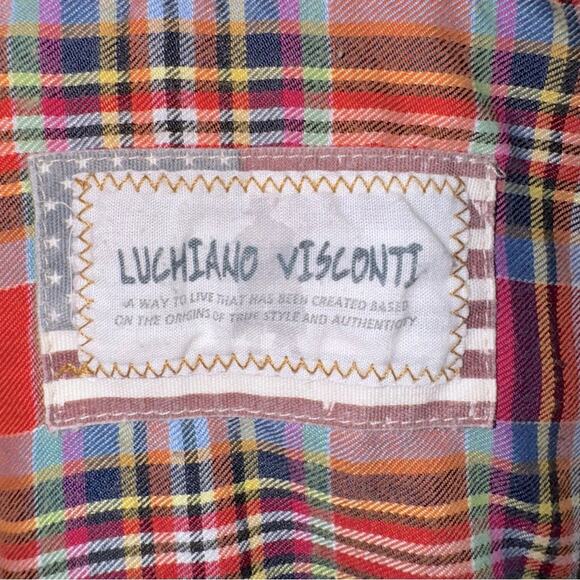 Luchiano Visconti Men’s Plaid Cotton Shirt with Contrasting Color Cuffs size Med - Picture 6 of 8